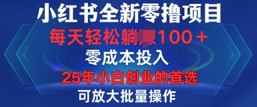 图片[1]-小红书全新纯零撸项目，只要有号就能玩，可放大批量操作，轻松日入100+-大松资源网